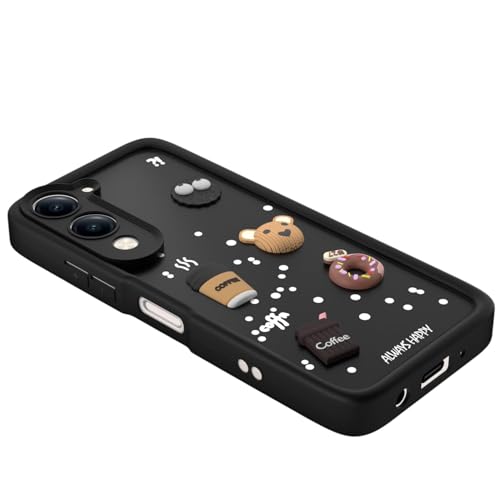 Image of Bintage Cute Fun Taddy| 3D Ball Bear| Donut| Coffee Rubber Case Camera Protection Back Cover Compatible for Vivo T4 Lite 5G - Black