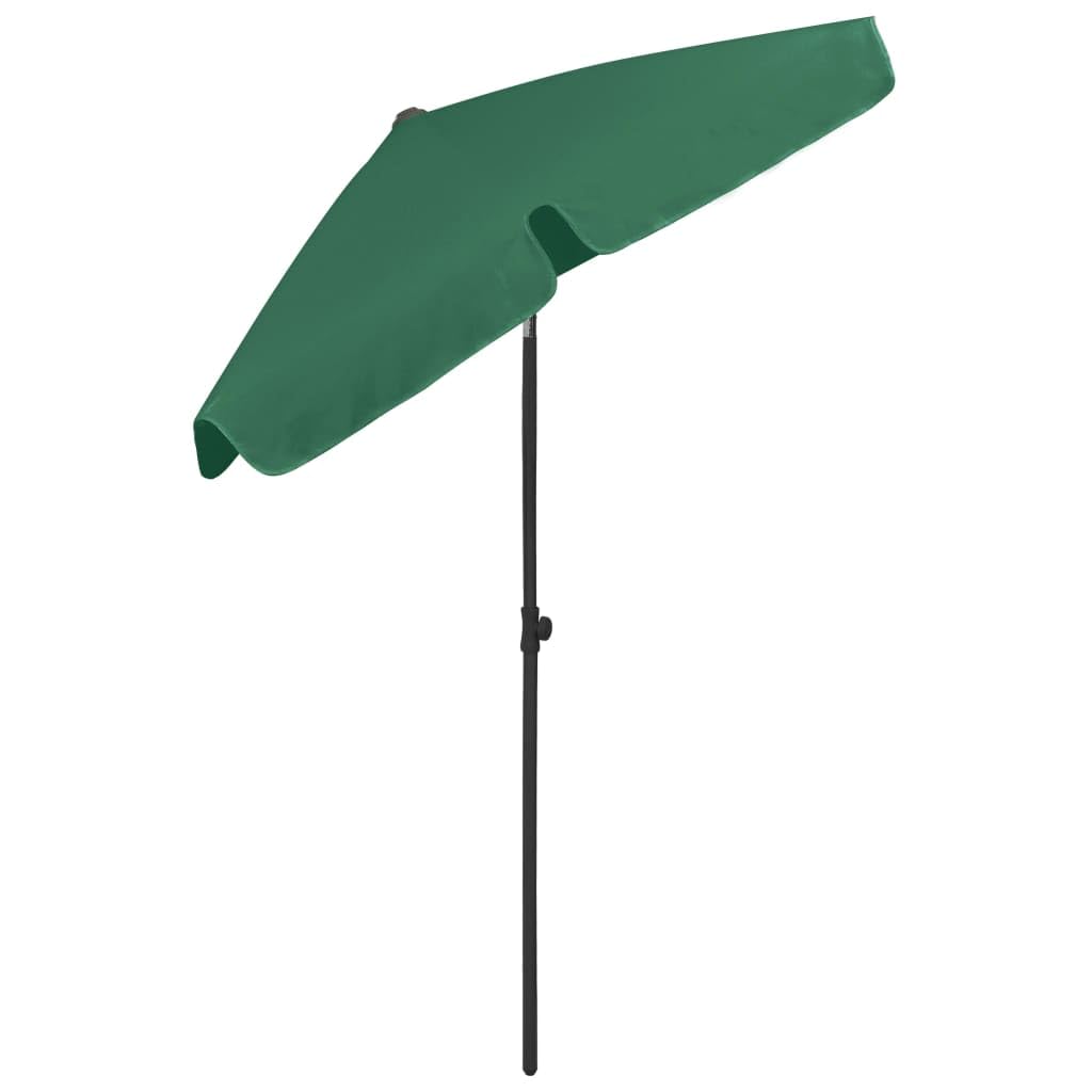 Parasol plażowy, zielony, 180 x 120 cm, odporny na promieniowanie UV parasol poliestrowy z mechanizmem przechylającym, idealny na taras, do ogrodu i na zewnątrz