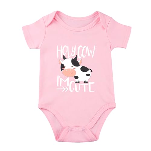 SproutJoy Holy Cow Im Cute Baby Onesie Holy Cow Baby Bodysuit Cute Baby Onesie Cow Romper Baby Unisex Clothes 3M