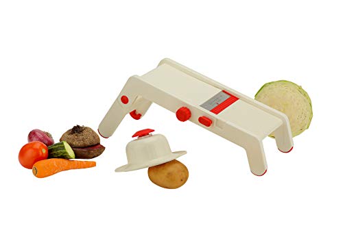 Image of Ace Adjustable Mandoline Slicer - AISI 420J2 Stainless Steel Twin Blades (54-55 HRC), Multipurpose Vegetable Slicer with Julienne, Waffle & Ridged Cuts, Durable ABS Body & Safety Holder