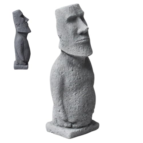 Licsaliwe Statue Moai texturée en grès, Statue de tête d'île de Pâques, décoration Mystique Antique Pâques pour intérieur et extérieur, M