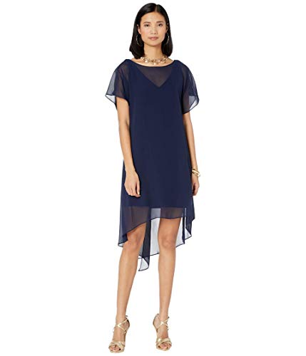 Image of Adrianna Papell Chiffon Overlay Sheath Dress