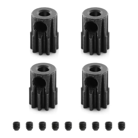 CHRCOED 48DP 10T Metal Pinion, 2.3mm Shaft Bore Gear, CNC Hardened Steel Gear, Metal Motor Gear for 2.3mm Shaft Motor, 1/16 1/18 RC Car Metal Gear Upgrade Part 4Pcs Cover