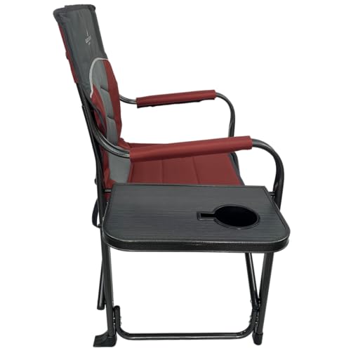 XL Directors Chair with Foldable Side Table, Heavy Duty Camp Chair supports 400 Lbs, Oversize Outdoor Folding Seat with High Back and Padded Armrests for Lawn, Beach, Tailgating, Sports
