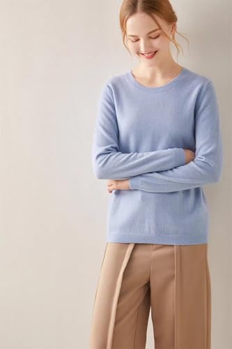 Image of 100% Pure Cashmere Crewneck Sweater for Women Long Sleeve Warm Soft Lightweight Knit Pullover