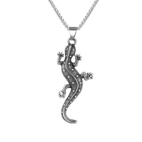 Collier lézard gecko pour homme style punk et hip hop en métal