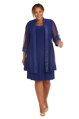 Image of R&M Richards Women's 2-Piece Jacket Dress Set | Knee Length Sheath W / 3 /4 Sleeve Jacket | Mother of the Bride Cocktail Party