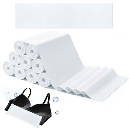 Image of Toulite 10-Pack Reusable Cooling Bra Liners for Sweat for Boob Sweat Cooling Ice Silk Pads, Under Bust Quick Dry Bra Liners(M,White)