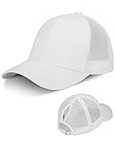 LIVACASA Baseball Cap Damen Pferdeschwanz Mesh Basecap Baseball Hut Atmungsaktiv Cappi Sonnenhut Sonnenschutz Mädchen Kappe schildkappe Schirmmütze Cappy Kopfumfang 52-61cm Weiß