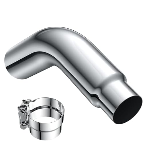 JY PERFORMANCE 4 Inch (ID) Diesel Exhaust Tip Elbow Tip 4'' Inlet 5'' Outlet 23'' Long Chrome Turndown Exhaust Tip with Clamp