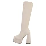  Ital Design Damenschuhe Stiefel High-Heel Stiefel, 037-, Textil, Beige, Gr. 40