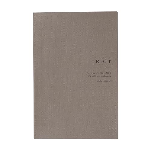 直営店限定 手帳 2026 スケジュール帳 2026年1月 1日1ページ B6変型 シンプルタイポ グレージュ EDiT 26WDR-ETA05-GY