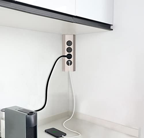 Multiprise angle cuisine Electraline 3 prises et double chargeur USB C