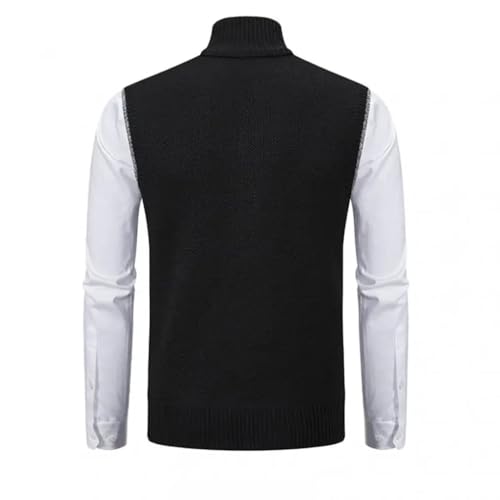 Men’S Solid Color Thick Knitted Vest Casual Slim Fit Stand Collar Sleeveless Zip Up Sweatercoat3
