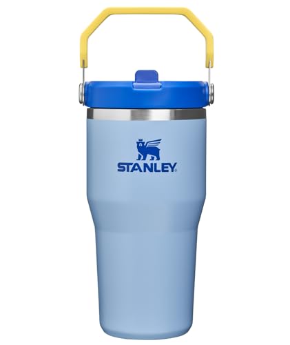 Image of STANLEY IceFlow 2.0 Flip Straw Tumbler with Handle 20 oz | Twist On Lid and Flip Up Straw | Leak Resistant Water Bottle | Insulated Stainless Steel | BPA-Free | Cornflower Admiral Blue