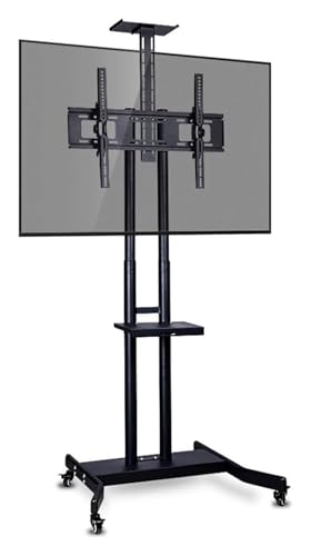 Soporte móvil para TV con ruedas y estantes dobles miniatura 1