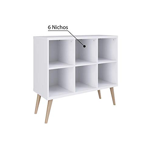 ESTANTE RETRÔ 06 NICHOS PÉS PALITO BRANCO