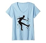 Damen Eiskunstlauf Eiskunstlauf Bunte Mädchen Eislaufen T-Shirt mit V-Ausschnitt
