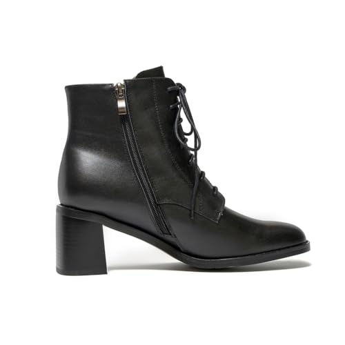 ONEENO Women's Heels Lace-up Leather Ankle Boots2
