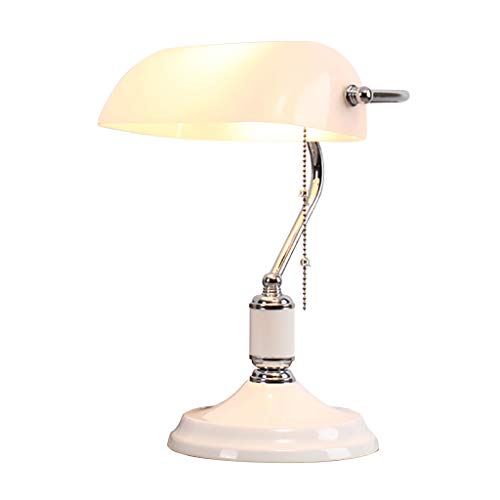 Lampe de Banque Lumière Librement rotative avec Abat-Jour en Verre Lampe en Fer Corps Interrupteur à Tirette E27 Source de lumière Salle d'étude Chambre Lampe de Lecture au Chev (#-003)
