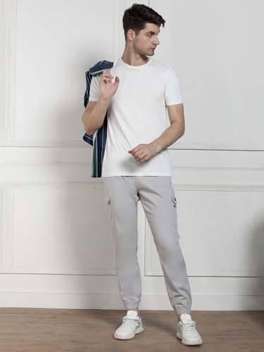Image of Dennis Lingo Mens Cotton Lycra Solid Mid Rise Regular Fit Stretchable Cargo Joggers