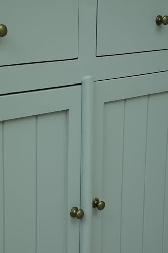 Image of Solid Wood Madrid Sideboard Cabinet (S) | Sideboard with Sintered Stone Top | Finish- Acrylic Silver Grey