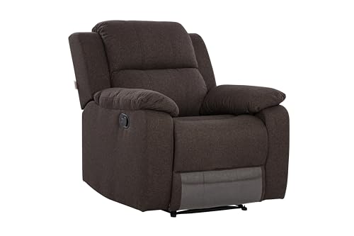 Image of Urban living - Joseph Single Seater Fabric Manual Recliner | 1 Seater Sofa | Single Sofa Recliner | 1 Seater Chair Sofa | 1 Year Warranty | Dark Brown