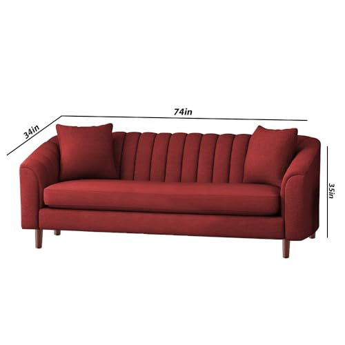 Image of Casaliving Doraldo 3 Seater Sofa Set for Living Room (Maroon -Colour) Premium Fabric Sofa Set for Living Room Sofa