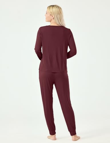 Image of GYS Bamboo Viscose Sleep Sets for Women Long Sleeve Crew Neck Pajama Sets with Pockets