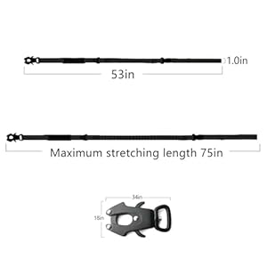 4-6FT Heavy Duty Dog Leash for Large Dogs, Shock Absorbing Bungee Tactical Dog Leash with 2 Padded Handle, Car Seatbelt and Metal Carabiner Clip, Strong No Pull Dog Leash for Medium Dogs (Black)
