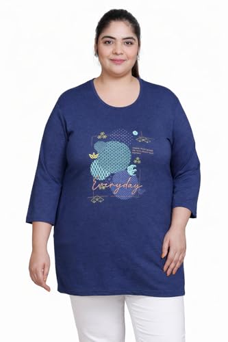 Image of In Love Women's Plus Size Longline T-Shirt with Side Pocket, 3 /4 Sleeve, Crew Neck