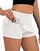 LOMON Women's Micro Mini Skorts Skirt Low Waist Soft Stretch Sexy Built-in Shorts Casual Sexy Skirts with Pocket Summer White S