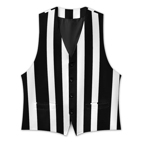 Black And White Striped Men's Suit Vest Slim Fit Business Dress Party Pattern Waistcoat Vest Top3