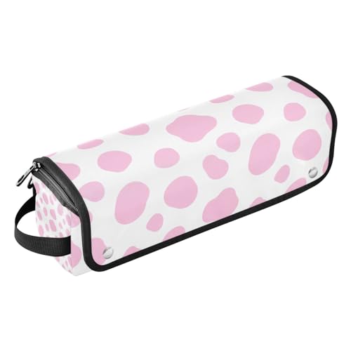 Bolsa de viaje para herramientas de cabello con tapete resistente al calor removible, organizador para planchas, rizadores, secadoras, impresión animal rosa y blanco miniatura 1