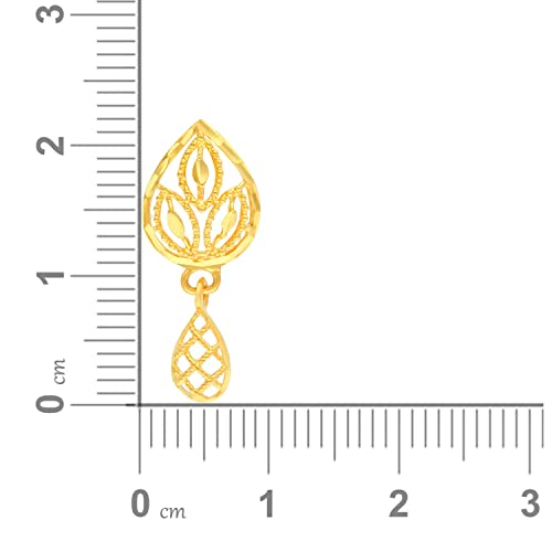 Malabar Gold & Diamonds 22k Yellow Gold Earrings for Women, Girls | 22 kt (916) BIS Hallmark Gold Dangle, Drop Earrings for Birthday, Anniversary & Rakshabandhan Gift - Image 4