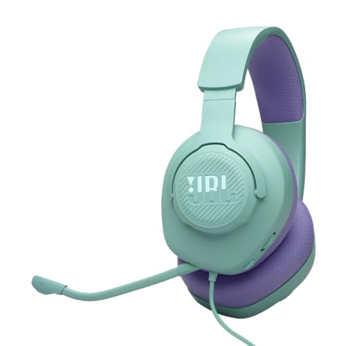 JBL Quantum 100M2 Cascos circumaurales para Gaming, QuantumSOUND Signature, Cable de Audio de 3.5 mm, compatibles con múltiples Plataformas, micrófono Desmontable, función de Silencio, Cian