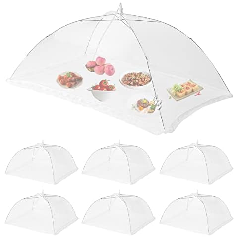 7 Packs Mesh Food Cover for Outside,1 Large 40"X24" and 6 Packs 17"X17" Pop-Up Mesh Screen Food Tent Umbrella Reusable and Collapsible Food Net for Picnic Accessories and Outdoor Party Home Use Cover