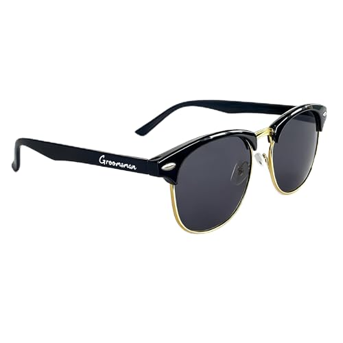 BachpartyGifts Groomsmen Gifts for Men Polarized Browline Semi-Rimless Sunglasses Retro Shades for Groomsman with UV Protection Ideal for Wedding & Outdoor