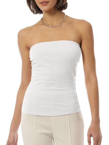 Image of MixMatchy Women's Stretchy Strapless Tube Top Y2K Bandeau Top
