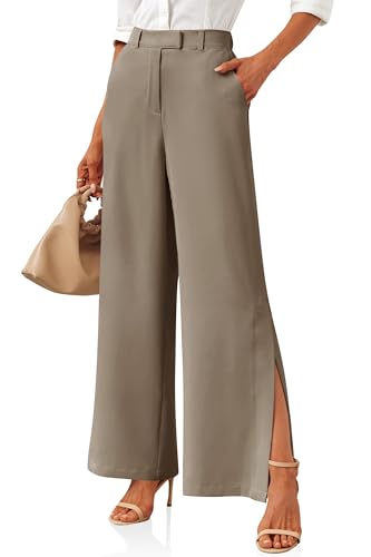 Image of Cicy Bell Womens Side Split Dress Pants Wide Leg Business Casual Trousers | High Waisted, Elastic, Work Slacks with Pockets, 2026 Flowy Ladies Palazzo, Office Clothing
