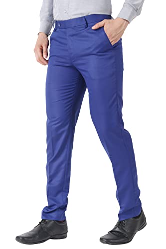 Image of MALENO Men's Slub Effect Solid Trouser | Classic Slim Fit Formal Trousers for Men | Slim Fit Trousers for Men