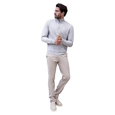 1stAmerican Suéter Cachemira y Seda con Media Cremallera para Hombre Cover