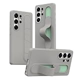 COQUE Custodia per Galaxy S24 Ultra con Supporto Telescopico, Cover in Silicone con Tasto Funzione Rapida, Anti-scivolo Protettiva per Samsung Galaxy S24 Ultra-Color cenere