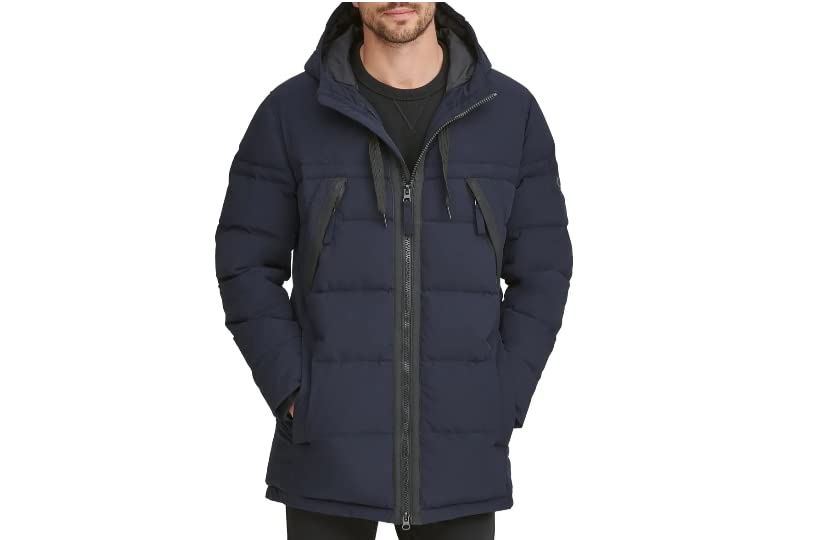 Image of Andrew Marc Men's Mid Length Water Resistant Crinkle Down Jacket