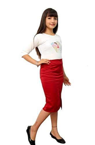 Image of Polycotton Skirt Top Set for Girls Fancy Skirt with White Top for Girls Kids