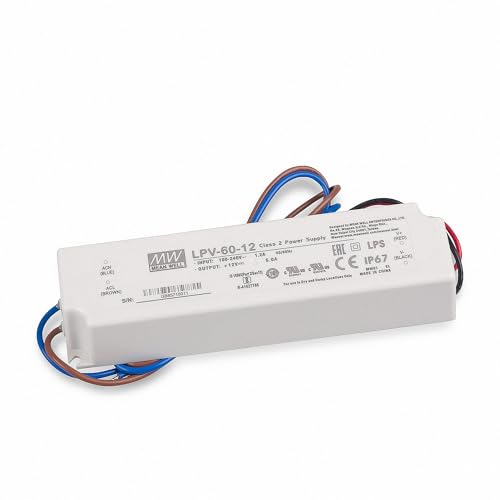 LED Netzteil Trafo Mean Well LPV-60-12 Schaltnetzteil, 12V / 5A / 60W IP67 LED Transformator
