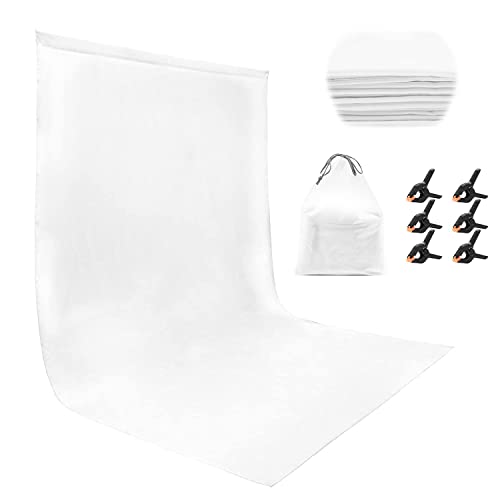 Miorkly Fond Blanc,Toile de Fond 1,8 × 2,8 m avec 6 Pinces,Décors pour Studio Photo,100% Polyester Pliable Portable Blanc Photographie Backdrop(Support de Toile de Fond Non Inclus)