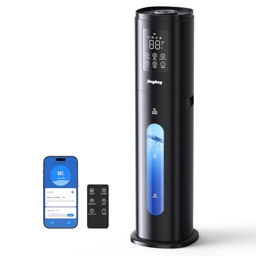 Humidifiers for Bedroom Large Room with 7L/1.85Gal, Smart App & Remote Control Large Humidifier, 4 Mist Levels Cold Mist Humidifier for Home Midnight