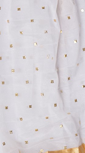 Image of YOUTHQUAKE Women's Golden Printed Chiffon Dupatta With Four Side Golden Lace