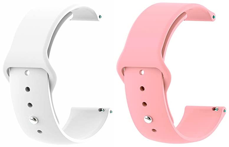 BQeT 22mm Silicon Strap Combo Compatible For N_oise Colorfit pro 4/3/max/Colourfit NAV PLUS(ALSO CHECK 22mm STRAP SUPPORT MODEL LIST) (WHITE/PINK)